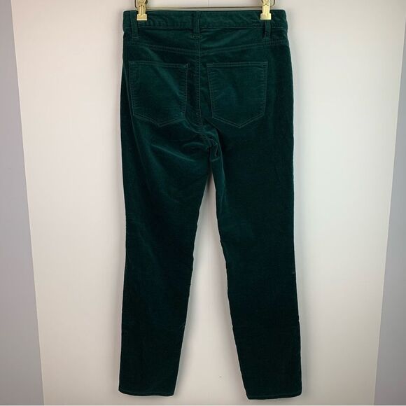 Talbots green velvet velour high-waist straight leg 5 pockets style pants sz 2P - Picture 2 of 7